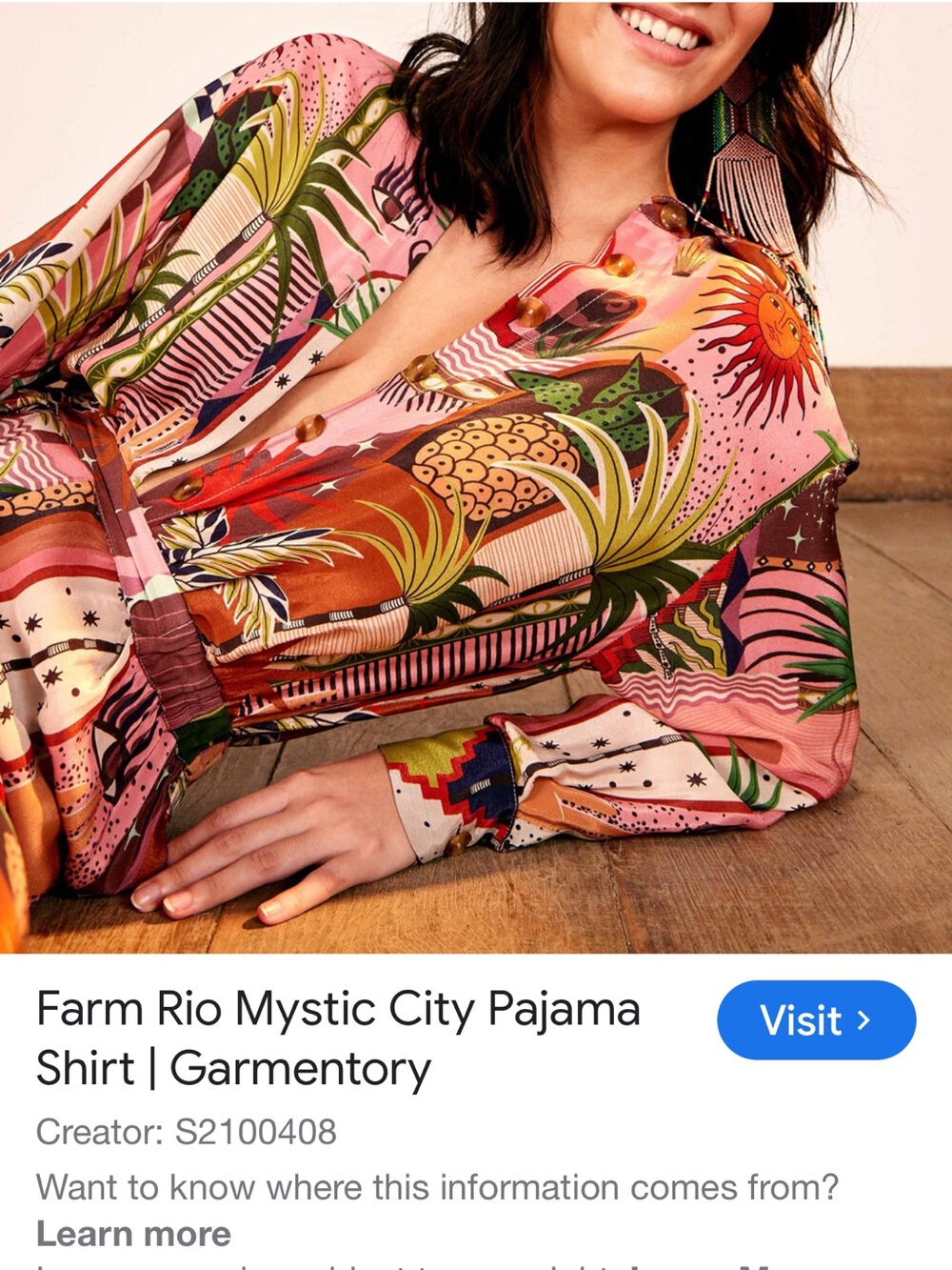 Farm Rio Mystic City Pajama Style Top - Picture 8 of 8